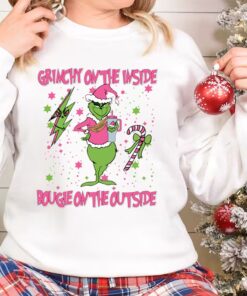 Grinchy On The Inside Bougie On The Outsite Sweatshirt, Pink Grinch Sweatshirt