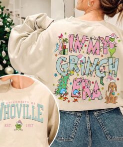 Vintage Whoville University Double Sided Sweatshirt, In my Grinch Era Shirt, Grinch Christmas Sweatshirt