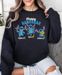 Stitch Happy Hanukkah Shirt, Jewish Chanukah Sweatshirt