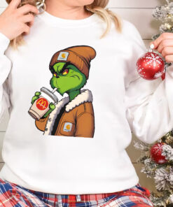 Boujee Grinch Christmas Sweatshirt, Grinch Drinking Coffee TShirt