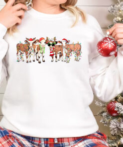 Christmas Cow Sweatshirt, Funny Christmas Shirt, Cow Lover Gift, Holiday Sweater, Farm Christmas Shirt