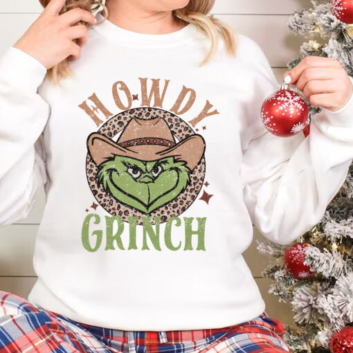 Howdy Grinch Christmas Sweatshirt, Grinch Cowboy Western Shirt
