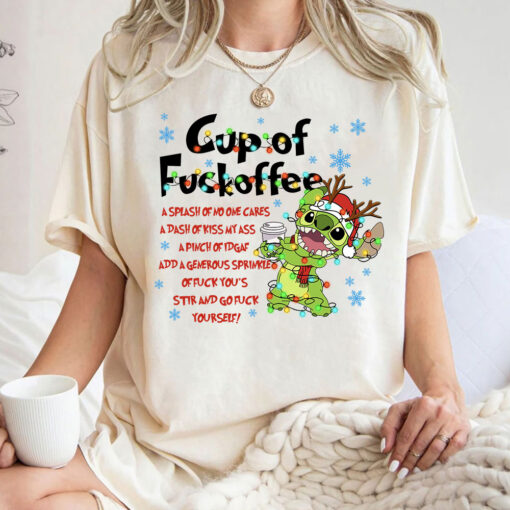 Stitch Christmas Shirt, Stitch Cup Of Fckoffee Sweatshirt