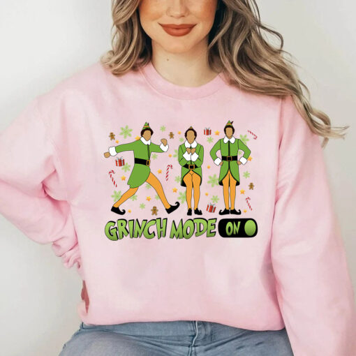 Buddy The Elf Christmas Shirt, Elf Grinch Mode On Sweatshirt