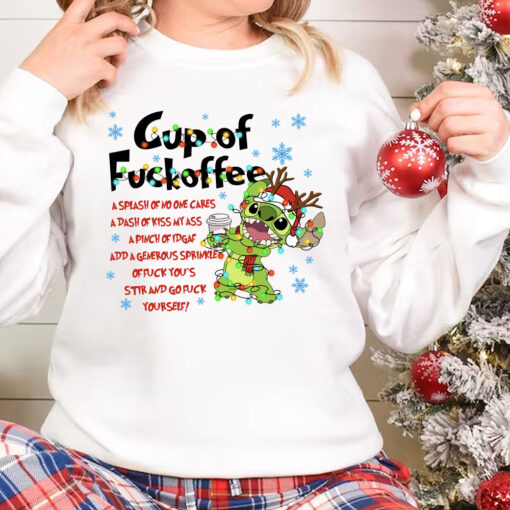 Stitch Christmas Shirt, Stitch Cup Of Fckoffee Shirt