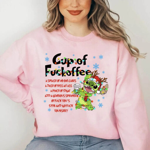 Stitch Christmas Shirt, Stitch Cup Of Fckoffee Shirt
