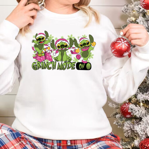 Stitch Christmas Shirt, Grinch Mode Sweatshirt