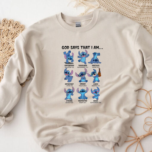 Disney Stitch God Says That I Am Shirt, Stitch Family Trip Hoodie Sweatshirt