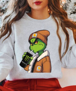 Boujee Grinch Christmas Shirt, Grinch Drinking Coffee Sweatshirt, Gift For Dad