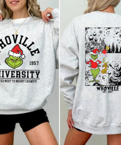 Whoville University 2 Sided Sweatshirt, Christmas Whoville University Sweatshirt, Grinch Christmas Sweatshirt