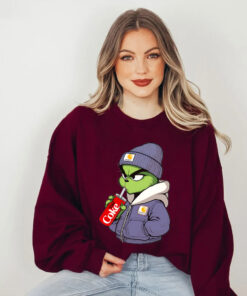 Boujee Grinch Christmas Shirt, Funny Grinch Drinking Coffee Sweatshirt Hoodie