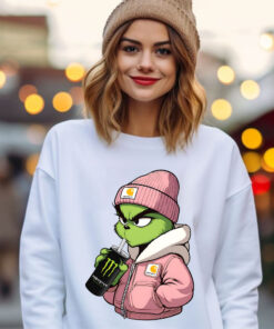 Boujee Grinch Christmas Sweatshirt, Cool Grinch Drinking Coffee Sweatshirt