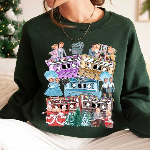 Vintage Cassette Tape White Christmas Movie Crewneck Sweater Hoodie T-shirt