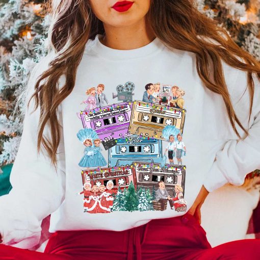 Vintage Cassette Tape White Christmas Movie Crewneck Sweater Hoodie T-shirt