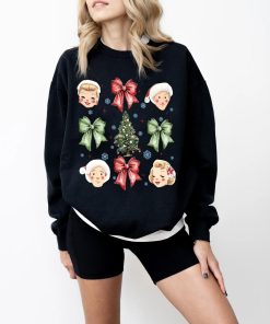 White Christmas Bow Coquette Christmas Movie Crewneck Sweater Hoodie T-shirt