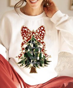 I’m Dreaming of a White Christmas Coquette Bow Colorful Christmas Tree Sweetshirt Hoodie T-shirt