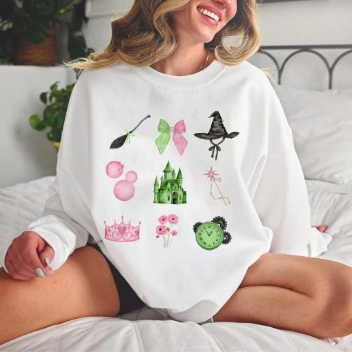 Pink and Green Wicked Witch Sweatshirt, Movie 2024 Shirt, Glinda & Elphaba The Wicked Sweatshirt Hoodie