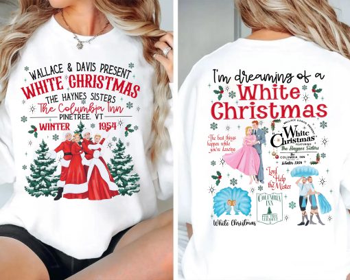 Vintage 2 sided I’m Dreaming Of A White Christmas Movie Sweatshirt – Old Musical Christmas Movie Quotes – Family X-mas Tee Crewneck Sweater