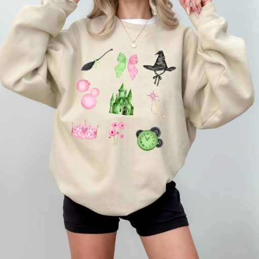 Pink and Green Wicked Witch Sweatshirt, Movie 2024 Shirt, Glinda & Elphaba The Wicked Sweatshirt Hoodie