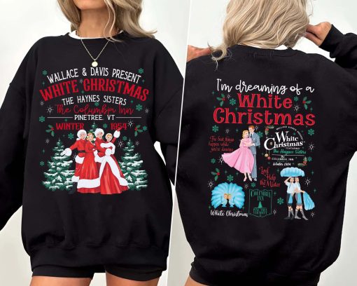 Vintage 2 sided I’m Dreaming Of A White Christmas Movie Sweatshirt – Old Musical Christmas Movie Quotes – Family X-mas Tee Crewneck Sweater