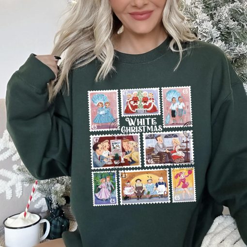 Vintage White Christmas Movie Stamps Sweatshirt – The Haynes Sister Xmas Sweetshirt Hoodie Cotton Crewneck