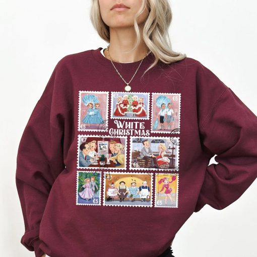 Vintage White Christmas Movie Stamps Sweatshirt – The Haynes Sister Xmas Sweetshirt Hoodie Cotton Crewneck