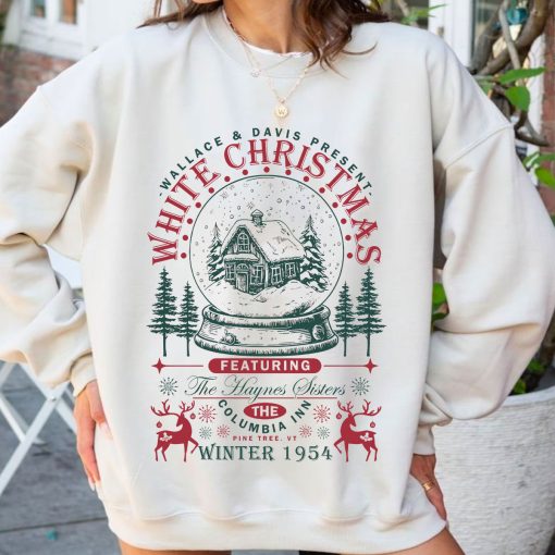 Wallace and Davis Sweater, Haynes Sisters Crewneck, Christmas White Movie 1954 Sweatshirt