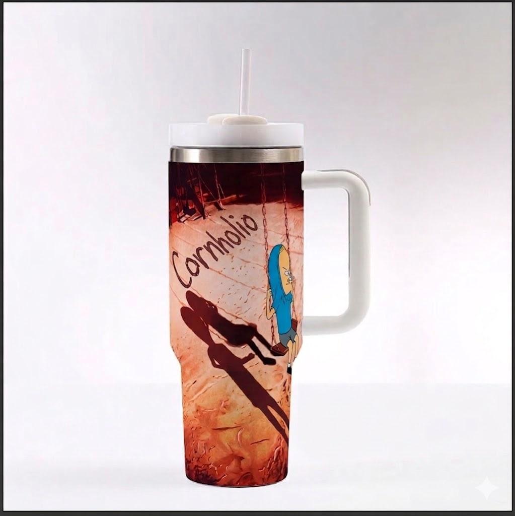 Funny Kornholio 40OZ Tumbler With Handle & Straw, Stainless Steel Travel Bottle For Nu-Metal Fans, Merch Gift Funny Kornholio 40OZ Tumbler With Handle & Straw, Stainless Steel Travel Bottle For Nu-Metal Fans, Merch Gift