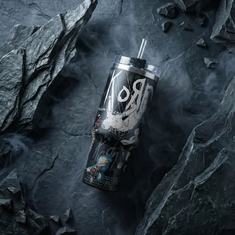 Korn Follow The Leader The Nothing 40OZ Tumbler With Handle & Straw, Dark Aesthetic Merch Gift Korn Follow The Leader The Nothing 40OZ Tumbler With Handle & Straw, Dark Aesthetic Merch Gift