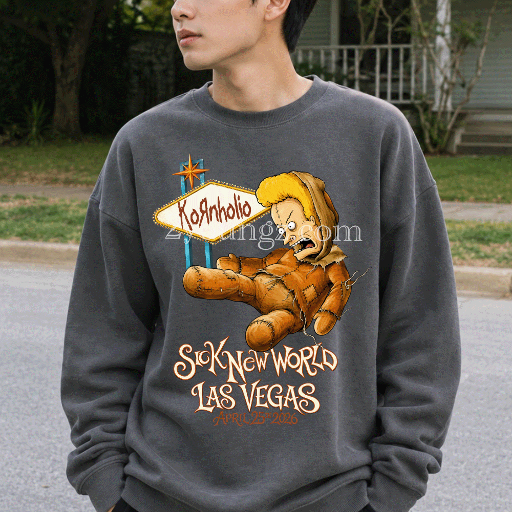 Kornholio Sick New World Las Vegas Sweatshirt Tshirt Hoodie, Rock band Tee, Cool Graphic Tee Kornholio Sick New World Las Vegas Sweatshirt Tshirt Hoodie, Rock band Tee, Cool Graphic Tee