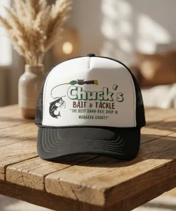 Chuck’s Bait Shop Hat, Vintage Fishing Trucker Cap